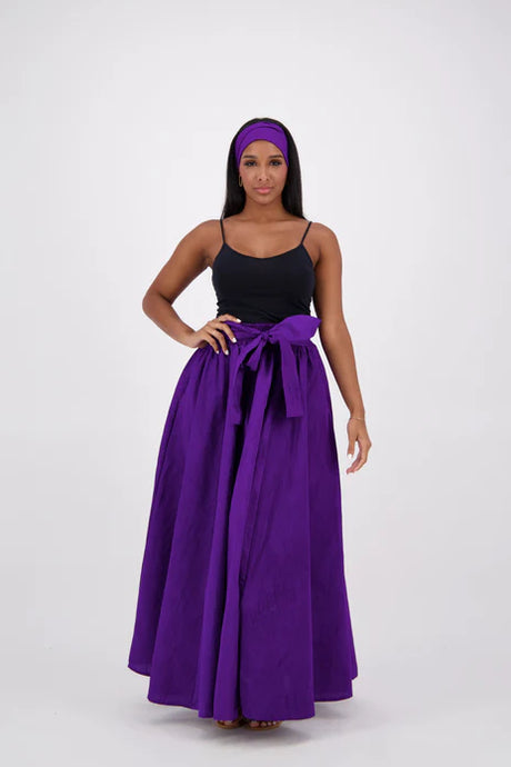 Maxi Skirt  Purple Two Side Pockets , Headwrap Included One-Size Fits Most