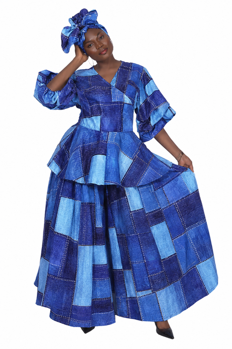 2 piece set: Peplum top and wide-leg palazzo pants