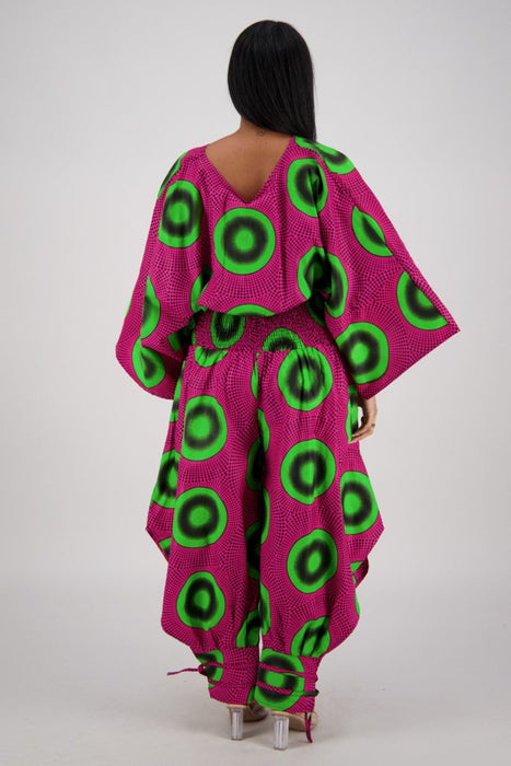 2 Piece Elastic High Waist Pants Set with Headwrap/Scarf Included Comes with Pockets. One- size fits most