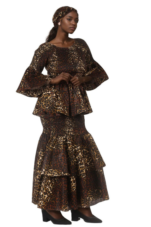 2 Piece leopard skirt set onesie fits most