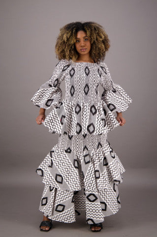 African / Ankara 2 Piece Skirt Sets  Elastic Waist One-Size Headwrap