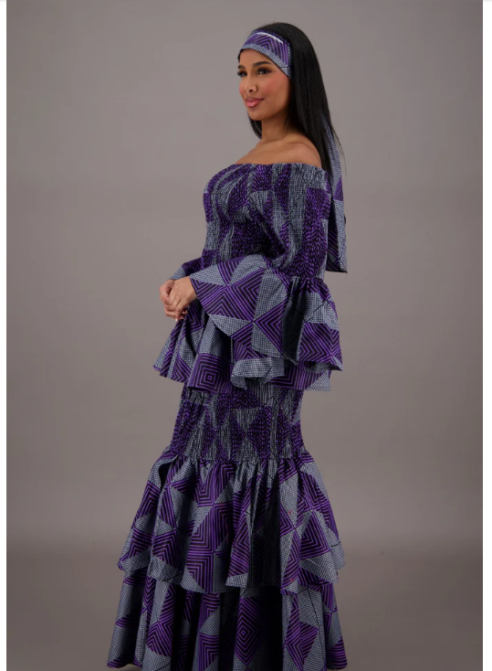 African / Ankara 2 Piece Skirt Sets  Elastic Waist One-Size FITS MOST  Headwrap