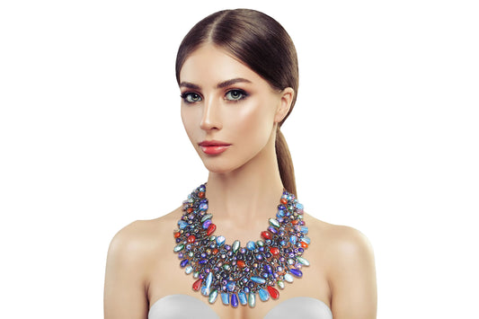 Blue Bead and Copper Bib Necklace  Ethnic, Tribal