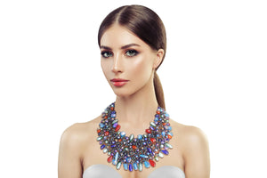 Blue Bead and Copper Bib Necklace  Ethnic, Tribal