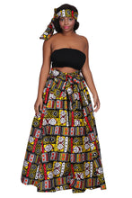 Load image into Gallery viewer, African Skirt Pockets /Head-Wrap Elastic Waist One-Size