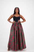Load image into Gallery viewer, ANKARA PRINT MAXI SKIRT COMES WITH HEAD-WRAP/POCKETS ONESIZE FITS MOST