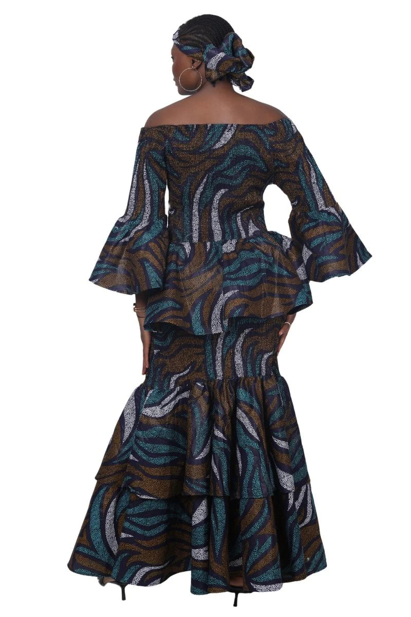 African / Ankara 2 Piece Skirt Sets&nbsp; Elastic Waist One-Size FITS MOST&nbsp; Headwrapap&nbsp;