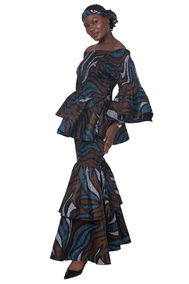 African / Ankara 2 Piece Skirt Sets  Elastic Waist One-Size FITS MOST Headwrap included