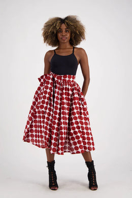 African / Ankara Mid-Length Skirt With Pockets Head-Wrap Elastic Waist One-Size