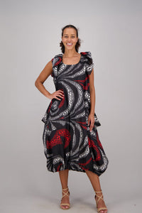 Wave Black & Red Versa Dress   Headwrap ONESIZE FITS MOST