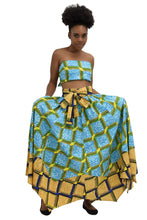 Load image into Gallery viewer, African Long Ankara Print Maxi Skirt With Pockets / Head-Wrap Elastic Waist Onesize