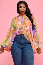 Load image into Gallery viewer, Voluminous of Sheer Organza Long Balloon Sleeve Blouse