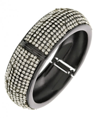 Black  Metal Rhinestone Cuff Bracelet