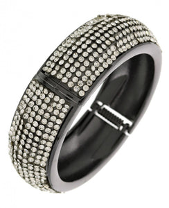 Black  Metal Rhinestone Cuff Bracelet
