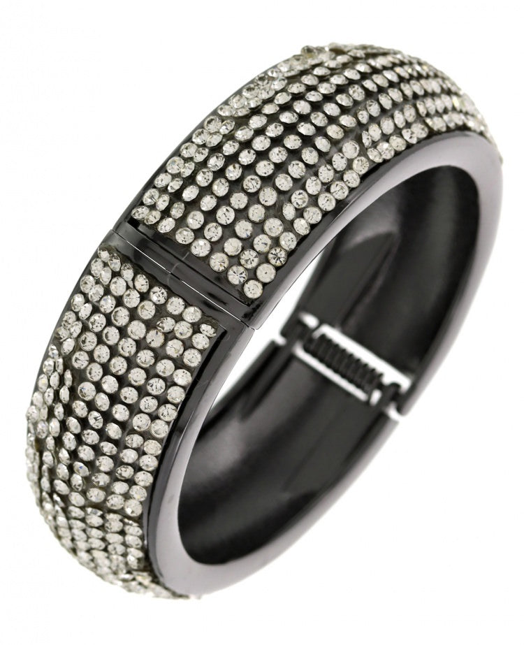 Black  Metal Rhinestone Cuff Bracelet