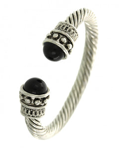 Thick  Silver /Black Classic Bangle Bracelet Per Sets