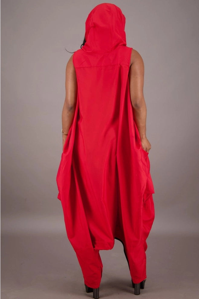 Hooded Solid Color Jumper With Pockets