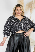 Load image into Gallery viewer, Voge Print Long Sleeves, Button Down Loose Fit Top Formal, Office Top Collar Shirt Plus Top