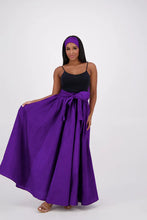 Load image into Gallery viewer, Maxi Skirt  Purple Two Side Pockets , Headwrap Included One-Size Fits Most