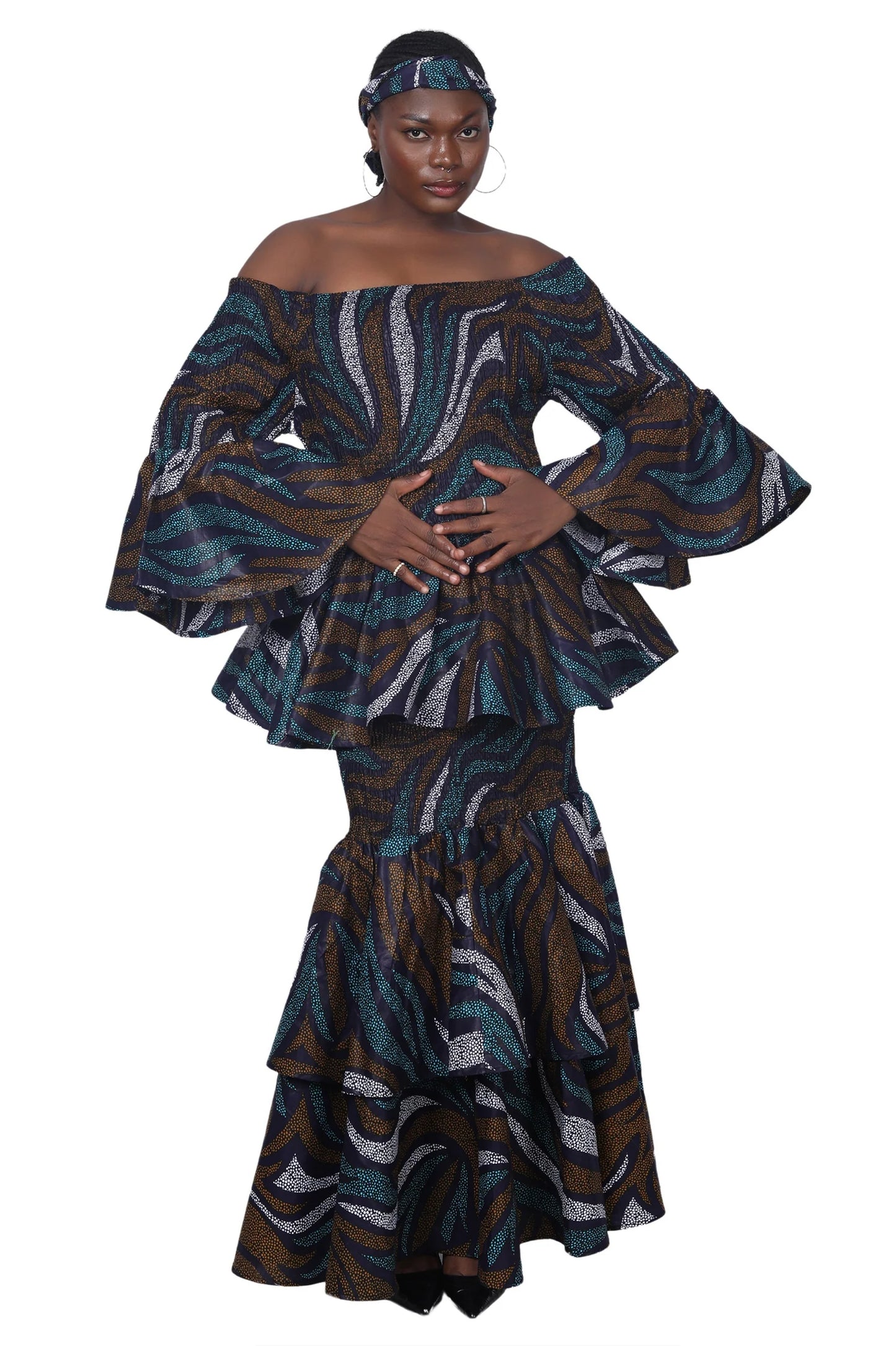 African / Ankara 2 Piece Skirt Sets  Elastic Waist One-Size FITS MOST Headwrap included