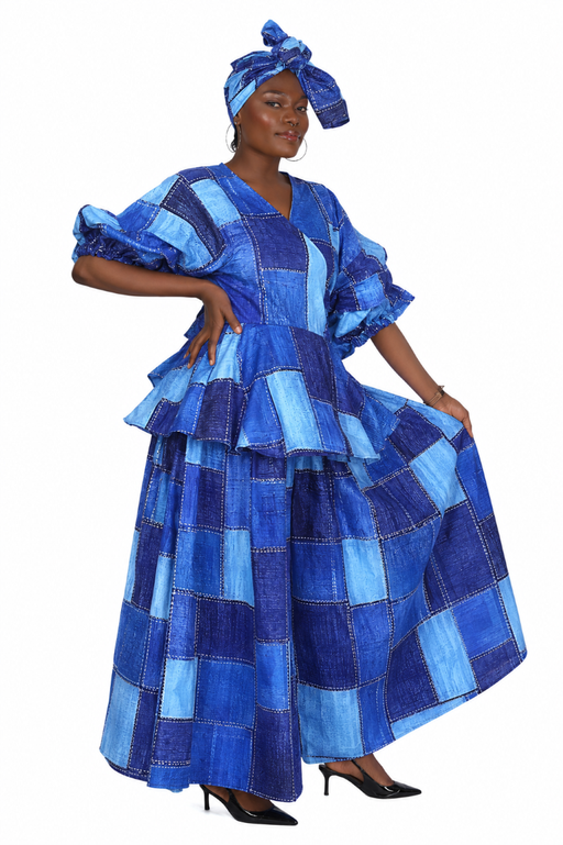 2 piece set: Peplum top and wide-leg palazzo pants
