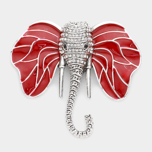 Rhinestone Embellished Elephant Pin Brooch