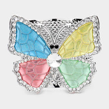 Load image into Gallery viewer, Two Tone Butterfly Cuff Bracelet