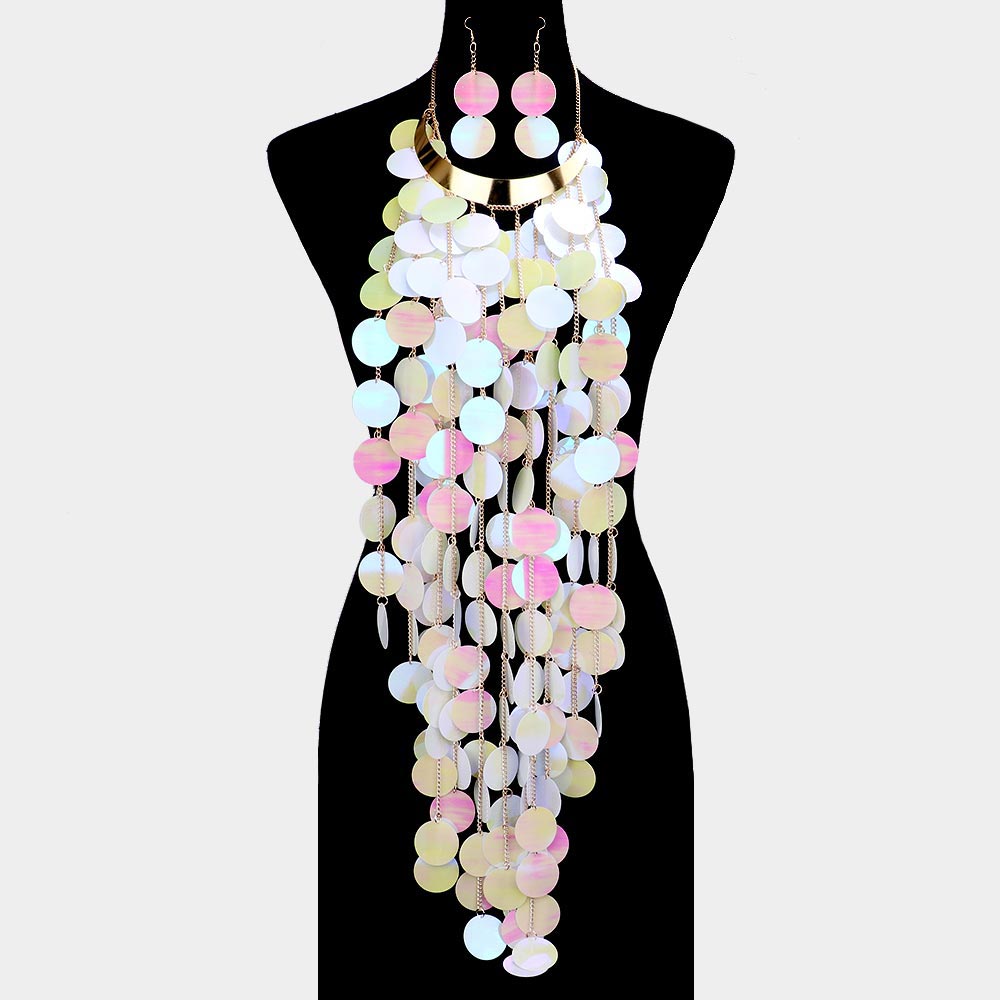 Multi-Color  Cluster Vine Link Statement Necklace