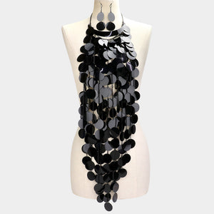 Black Cluster Vine Link Statement Necklace