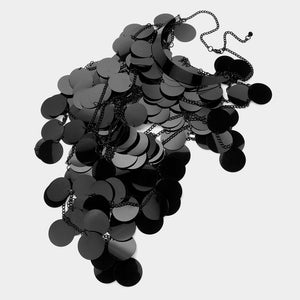 Black Cluster Vine Link Statement Necklace