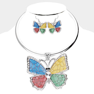 Colored Metal Stone Trim Butterfly