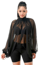 Load image into Gallery viewer, Balloon Sleeve Blouse Bowtie