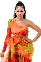 Load image into Gallery viewer, One Shoulder Long Sleeve Waist Tie Chiffon  Top