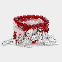 Load image into Gallery viewer, Metal Elephant Charm Faceted Beaded Stretch Bracelets