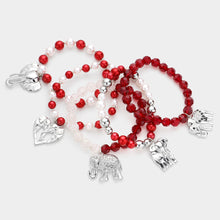 Load image into Gallery viewer, Metal Elephant Charm Faceted Beaded Stretch Bracelets