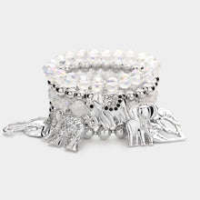 Load image into Gallery viewer, Metal Elephant Charm Faceted Beaded Stretch Bracelets