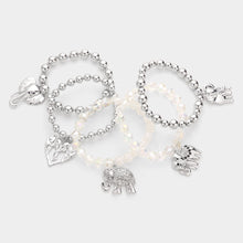 Load image into Gallery viewer, Metal Elephant Charm Faceted Beaded Stretch Bracelets