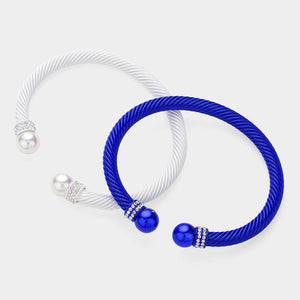 Medium Blue and White Classic Bangle Bracelet Per Sets Medium