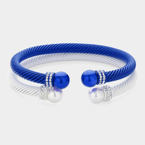 Medium Blue and White Classic Bangle Bracelet Per Sets Medium