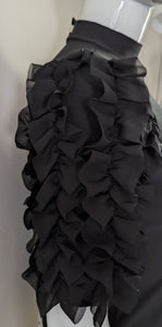 Balck Slim Fit Top with Ruffles