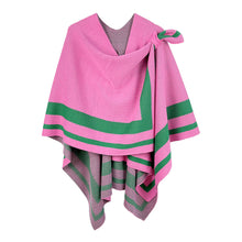 Load image into Gallery viewer, Striped Shoulder Strap Ruana Poncho ONESIZE Fits Most