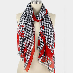 Houndstooth & Elephant Print Scarf