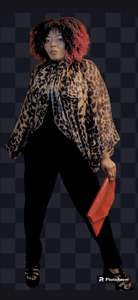 Leopard Voluminous  Balloon Sleeve Blouse