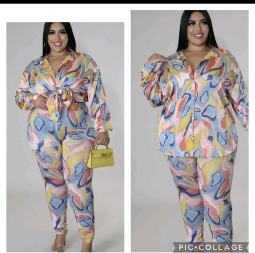 Multi-Color  2 Piece Set  Elastic Waist