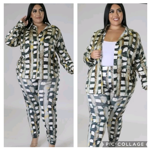 2 Piece Set  Elastic Waist Pants Set