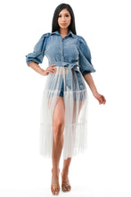 Load image into Gallery viewer, Tiered Tulle Hem Denim Blouse Shirts