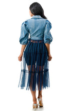 Load image into Gallery viewer, Tiered Tulle Hem Denim Blouse Shirts