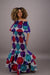 African Print Mermaid Dress  Onesize Fits Most On/Off Shoulder Headwrap Included/Pockets