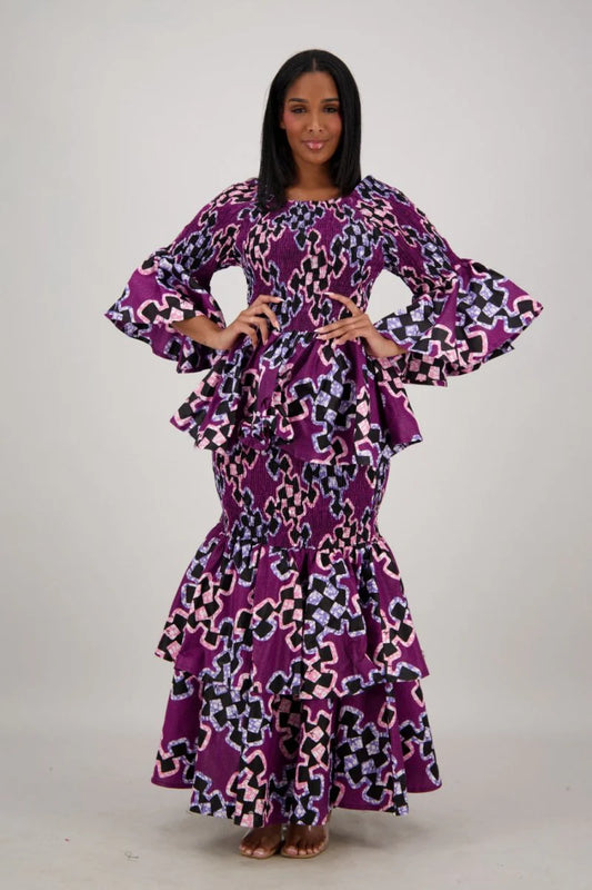 African / Ankara 2 Piece Skirt Sets  Elastic Waist One-Size FITS MOST  Headwrap