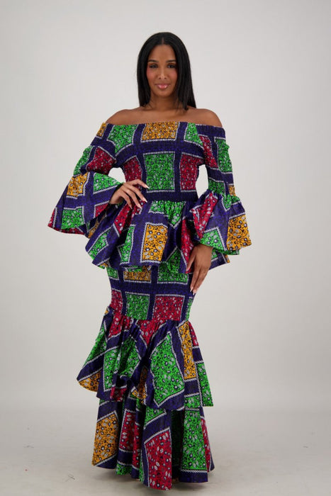 African / Ankara 2 Piece Skirt Sets  Elastic Waist One-Size FITS MOST Headwrap included